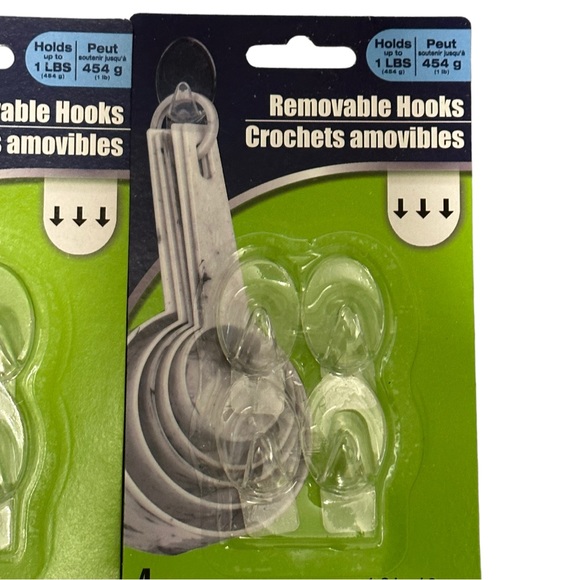 4 Pack Variety Clear Adhesive Removable Wall Hanger Hooks NWT - Picture 4 of 8